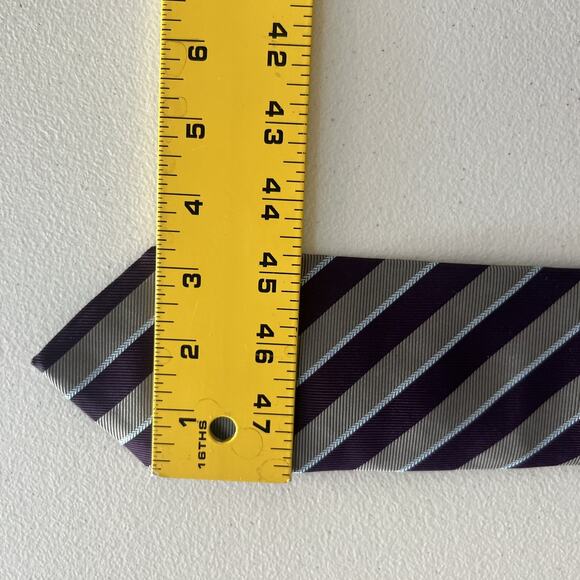 Brooks Brothers Necktie Men's Purple Grey White Striped Diagonal - Picture 10 of 10